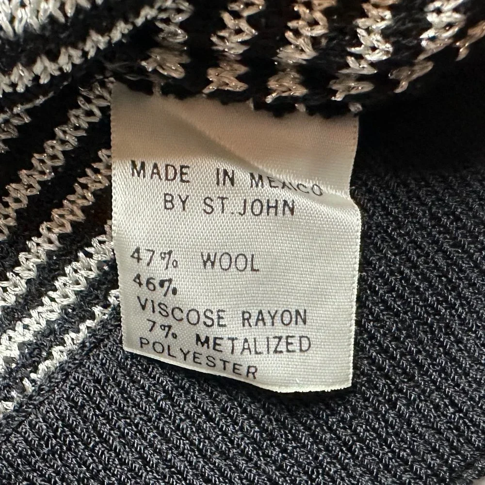 St John Sport Women's Studded Knit Sweater Wool Blend Striped Santana Size M - Picture 5 of 5